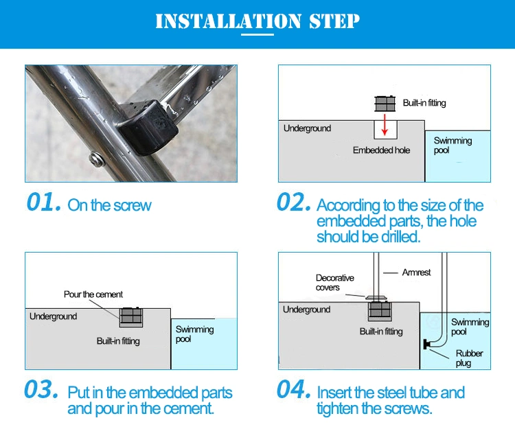 OEM Accepted Stainless Steel 304/316 Above Ground Swimming Pool Ladder Steps